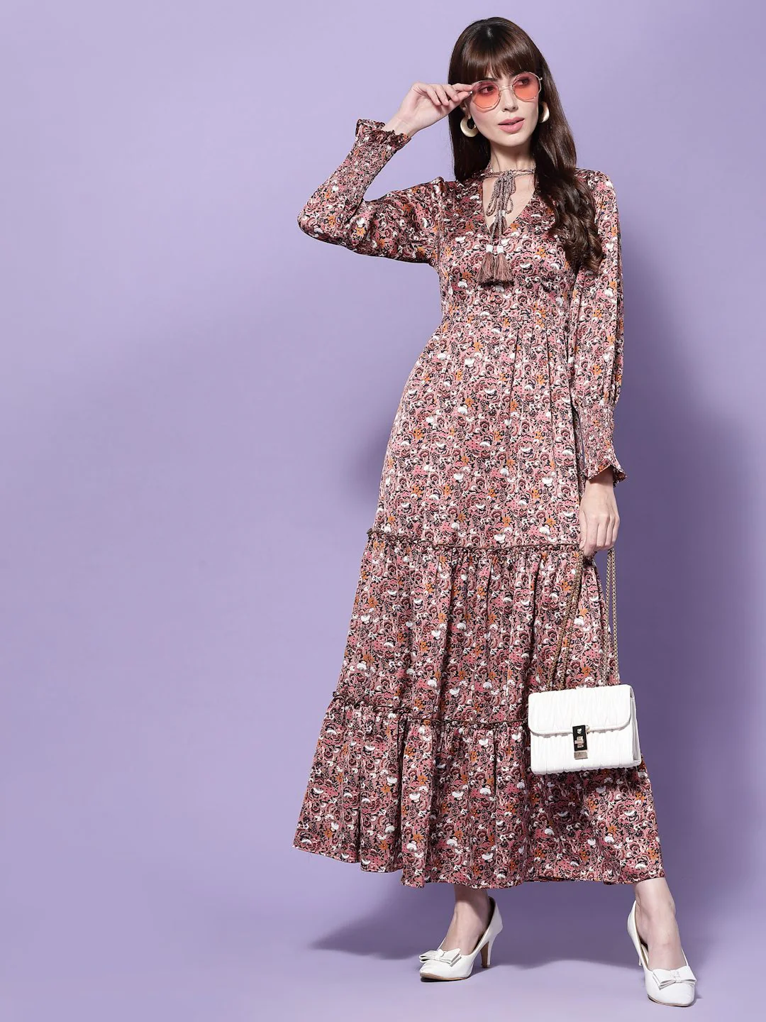 Flawless Women Floral Print Satin Dress | DUSK - Image 4