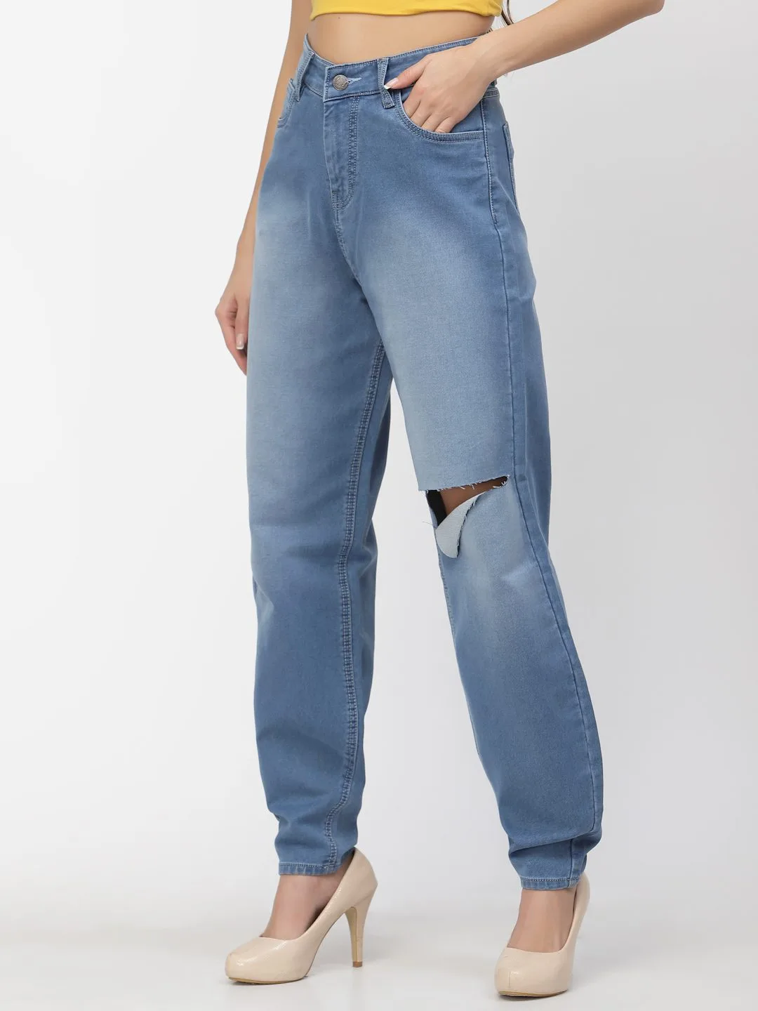Flawless Women Mom Fit Denim Depant Jeans - Image 4