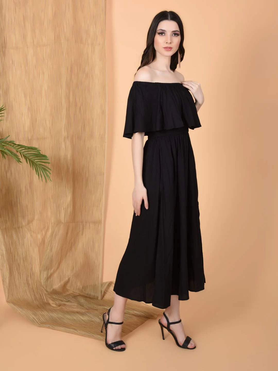 Flawless Women Off Shoulder with Medium Slit Black Dress | DIANA - Image 4
