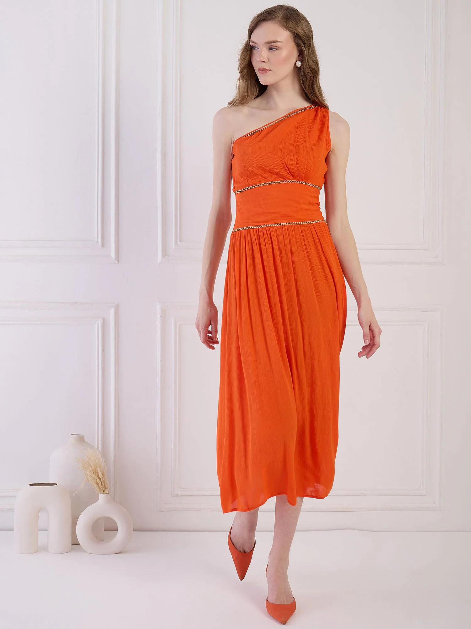 Flawless Women One Shoulder Fit and Flare Party Dress | KALPENI - Image 4