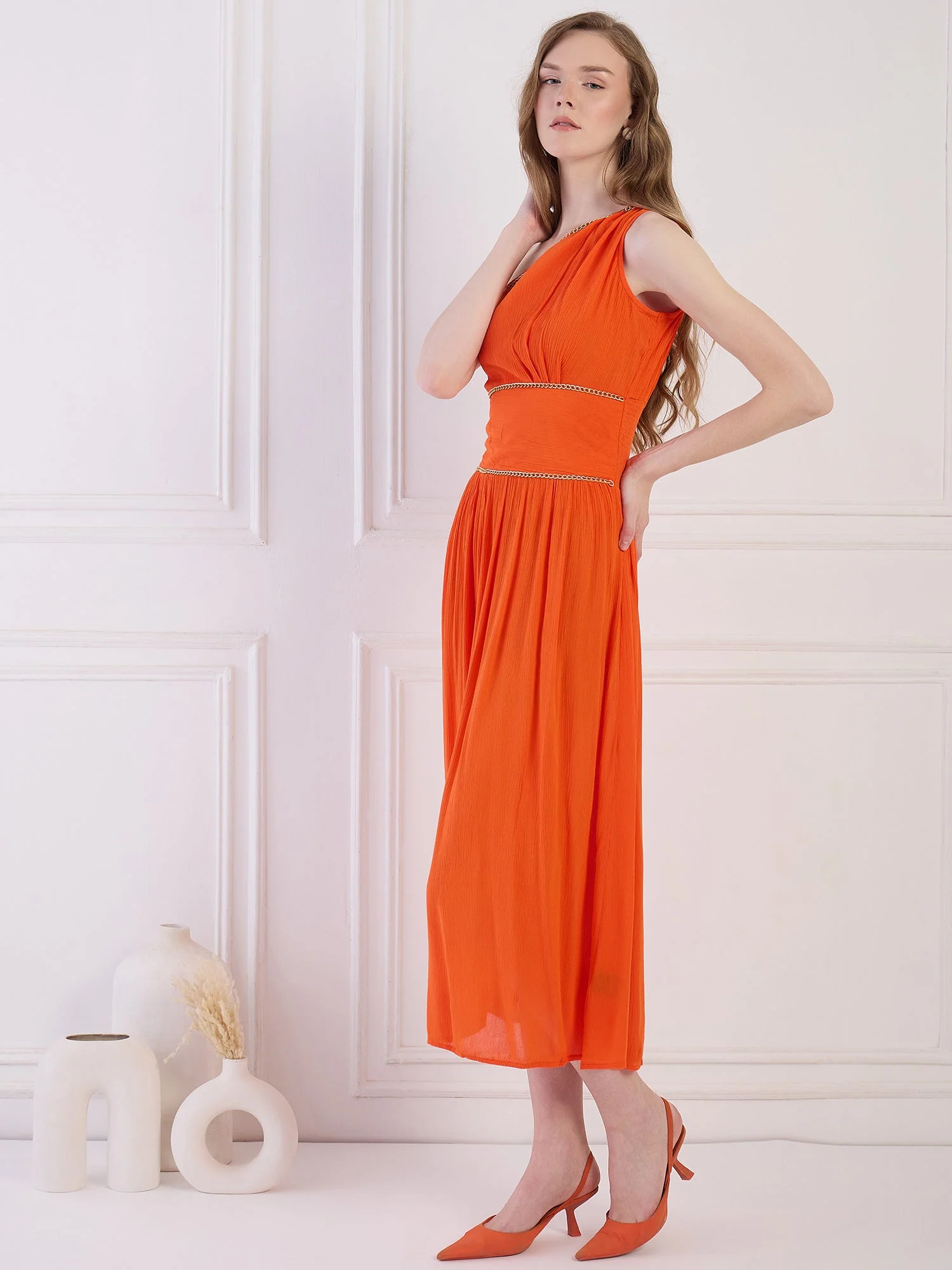 Flawless Women One Shoulder Fit and Flare Party Dress | KALPENI - Image 5