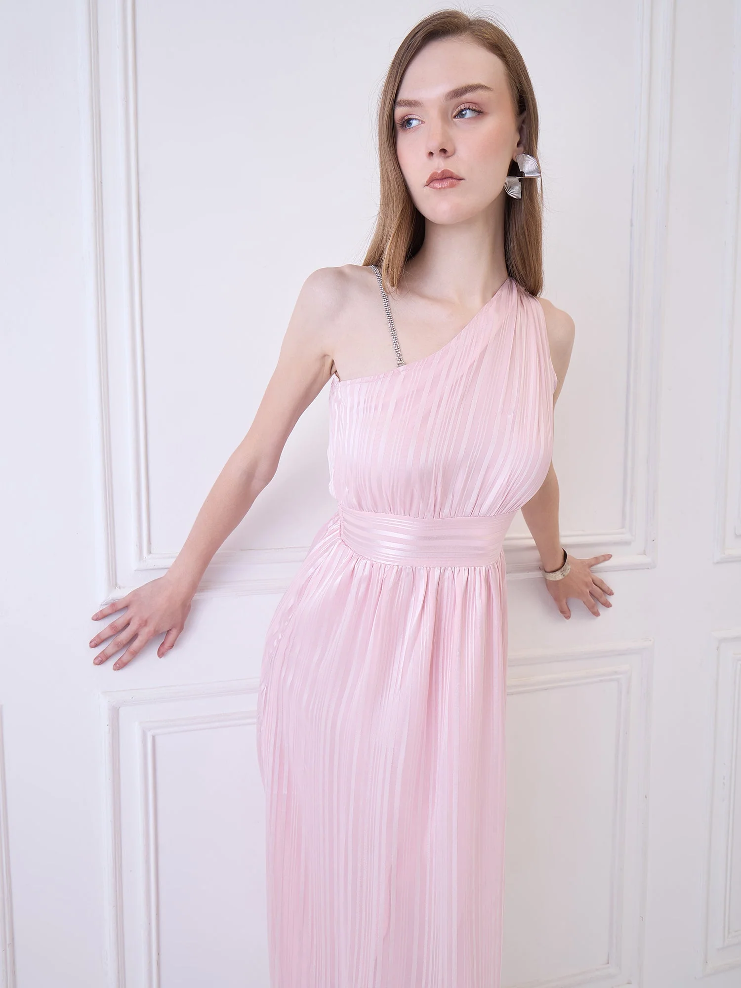 Flawless Women One Shoulder Pink Maxi Dress | BONNIE - Image 2