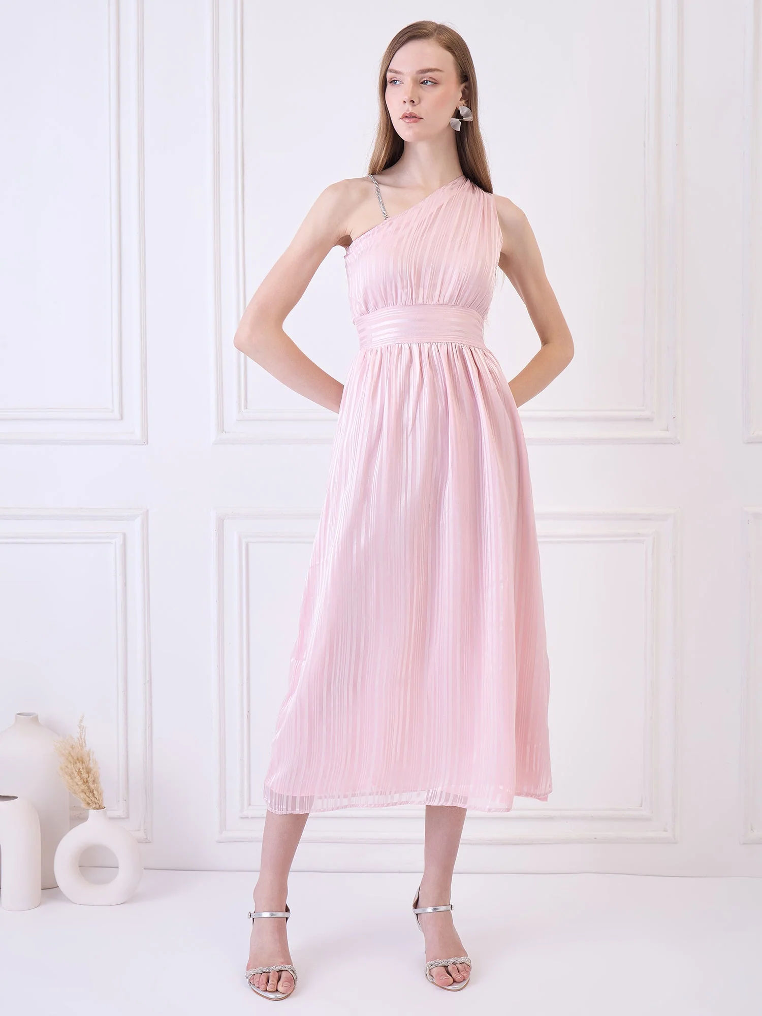 Flawless Women One Shoulder Pink Maxi Dress | BONNIE - Image 5