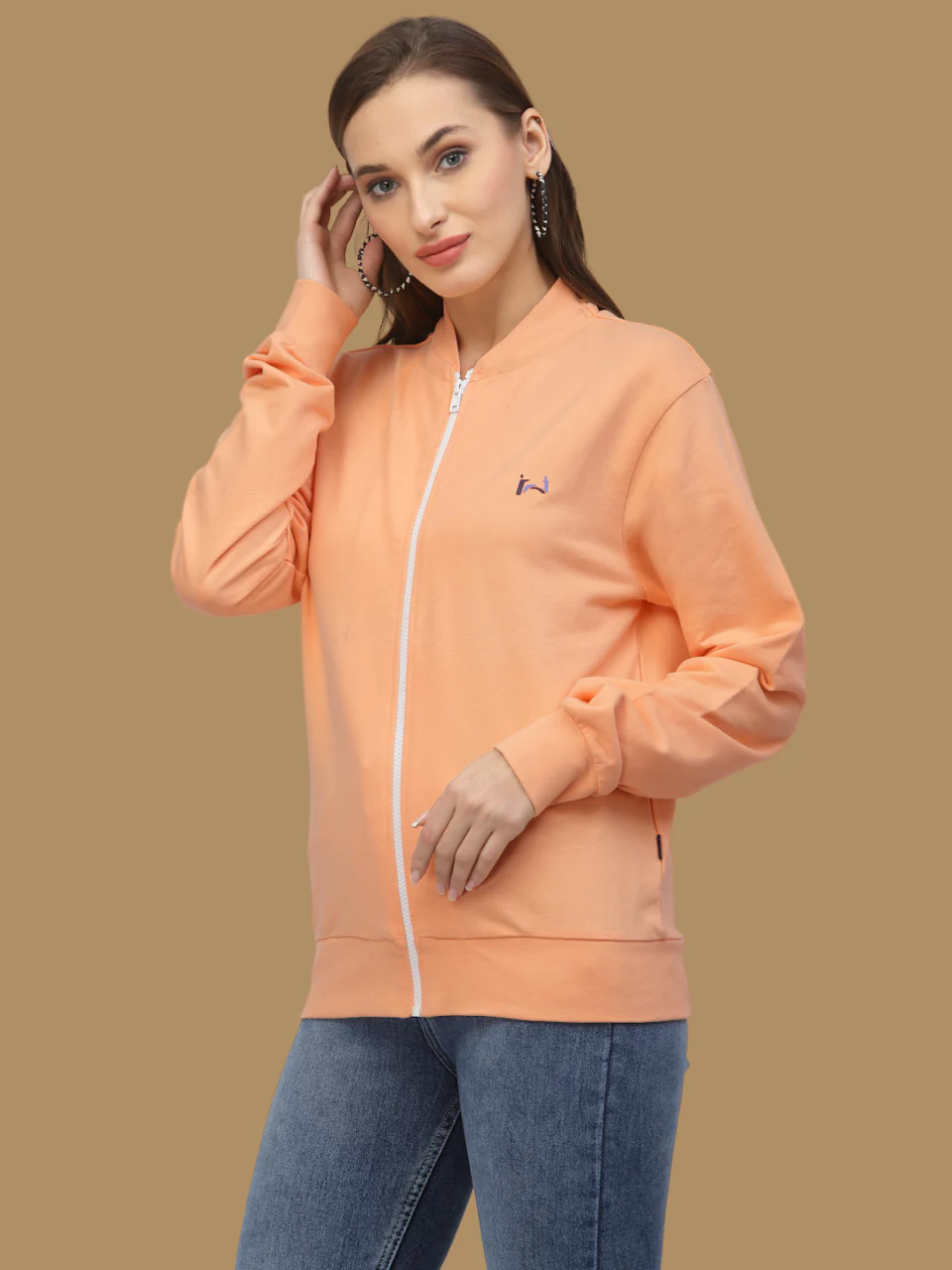 Flawless Women Solid Zipper Sweatshirt - Image 4