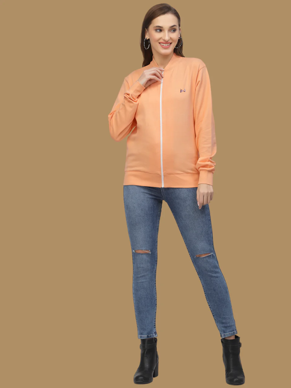 Flawless Women Solid Zipper Sweatshirt - Image 5