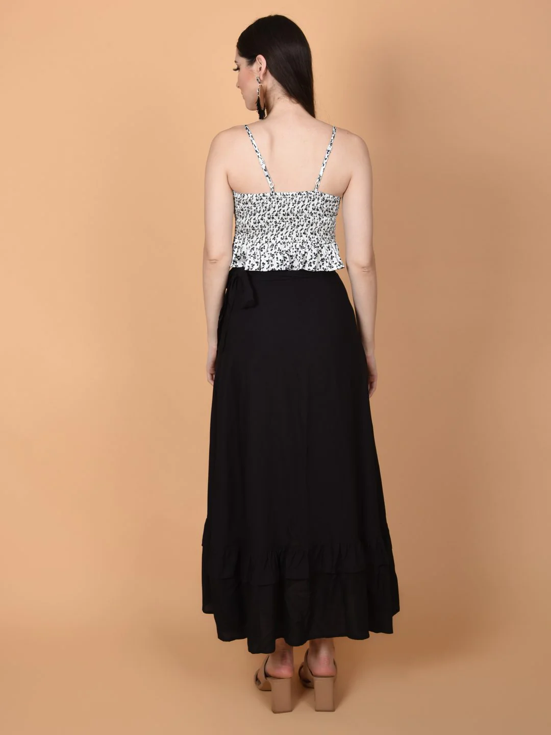 Flawlesss Women Stylish and Versatile Black Wrap Around Tie Knot Skirt | NAOMI - Image 4