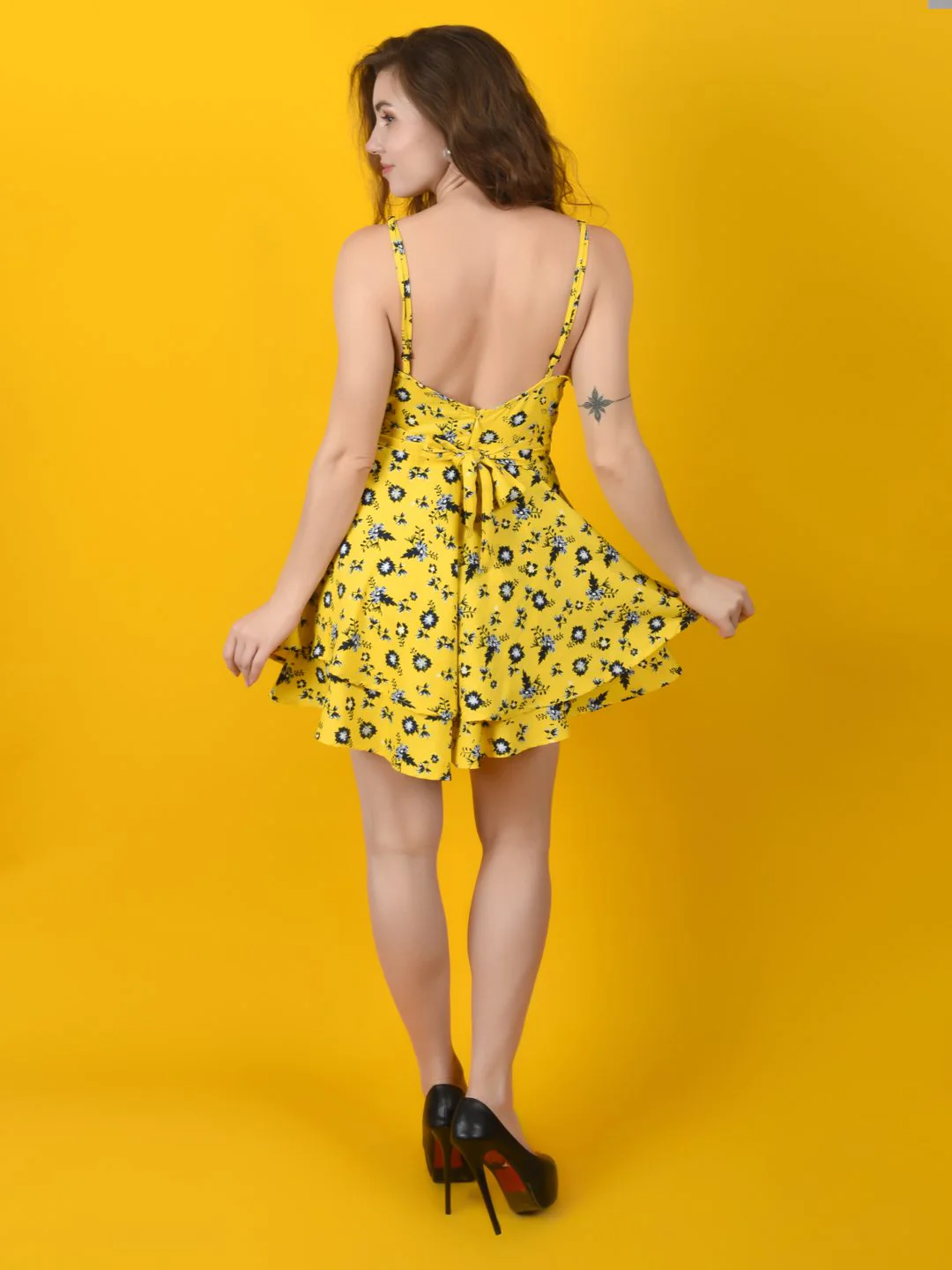 Flawless Yellow Beach Mini Playsuit For Women | LUNA - Image 6
