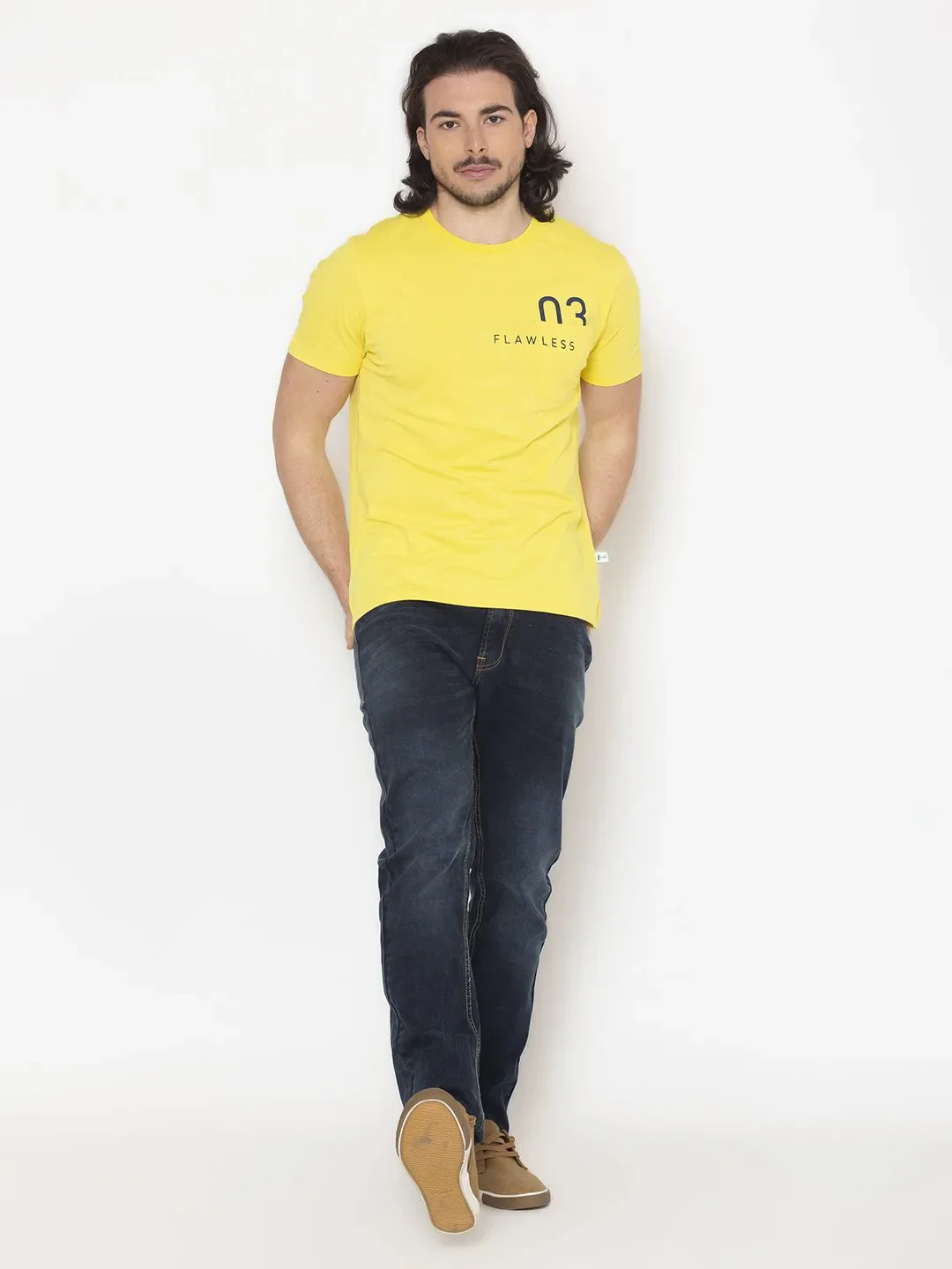 Flawless Men Yellow Cotton T-Shirt - Image 3