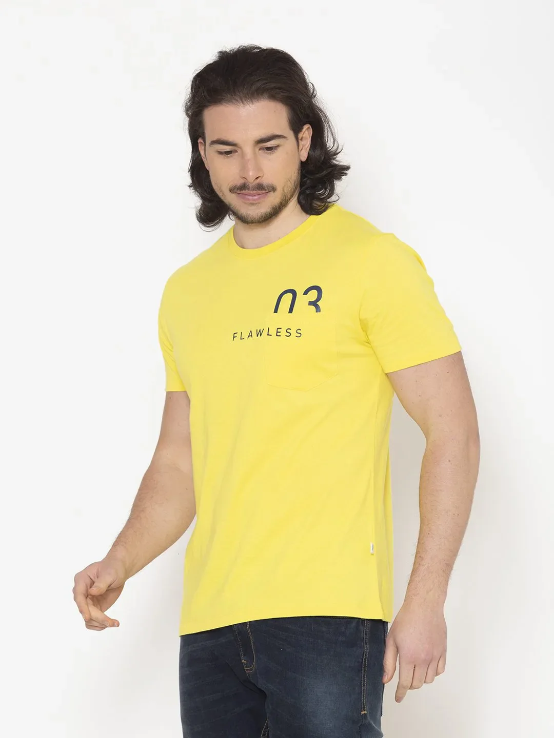 Flawless Men Yellow Cotton T-Shirt - Image 4
