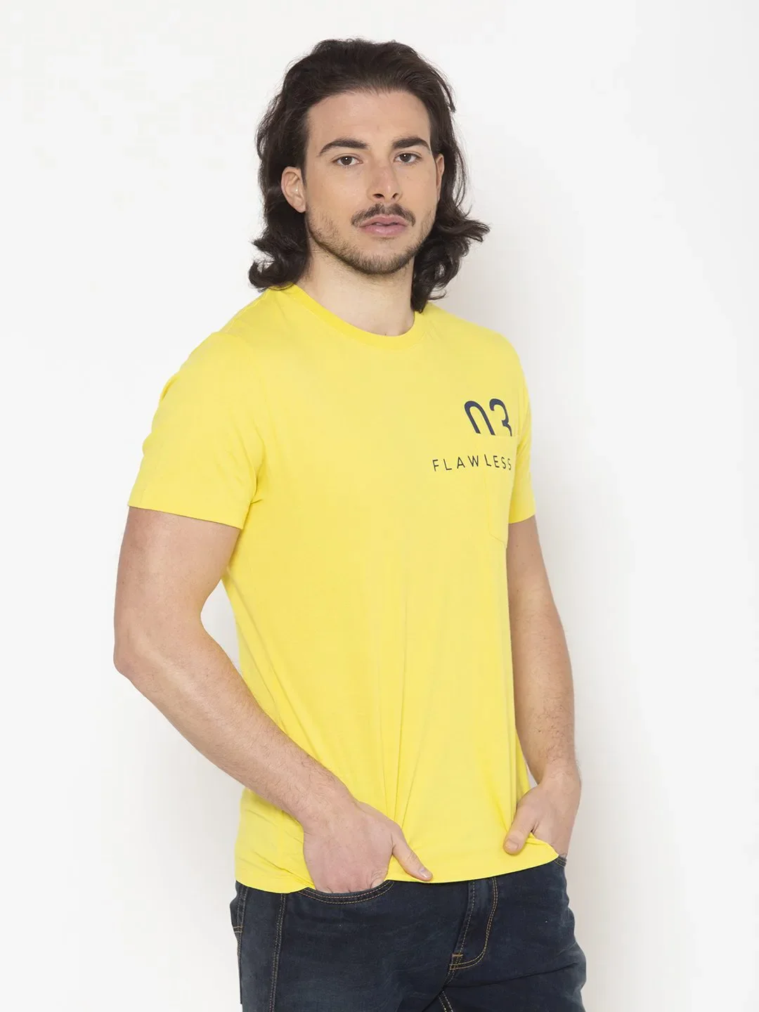Flawless Men Yellow Cotton T-Shirt - Image 5