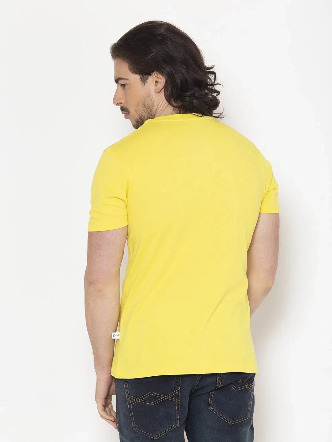Flawless Men Yellow Cotton T-Shirt - Image 6