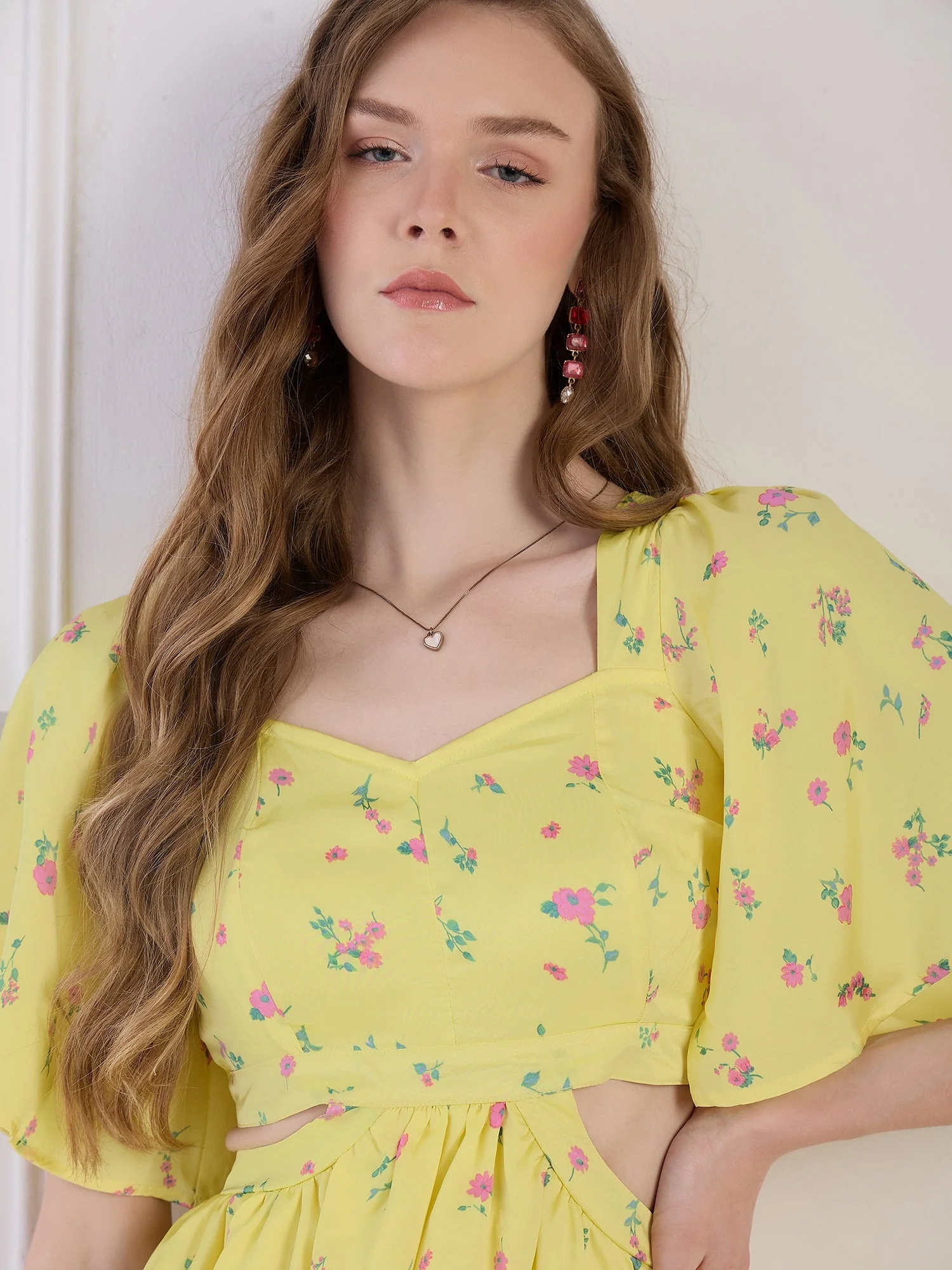 Flawless Women Yellow Mini Dress in Luxurious Satin | ALAN - Image 3