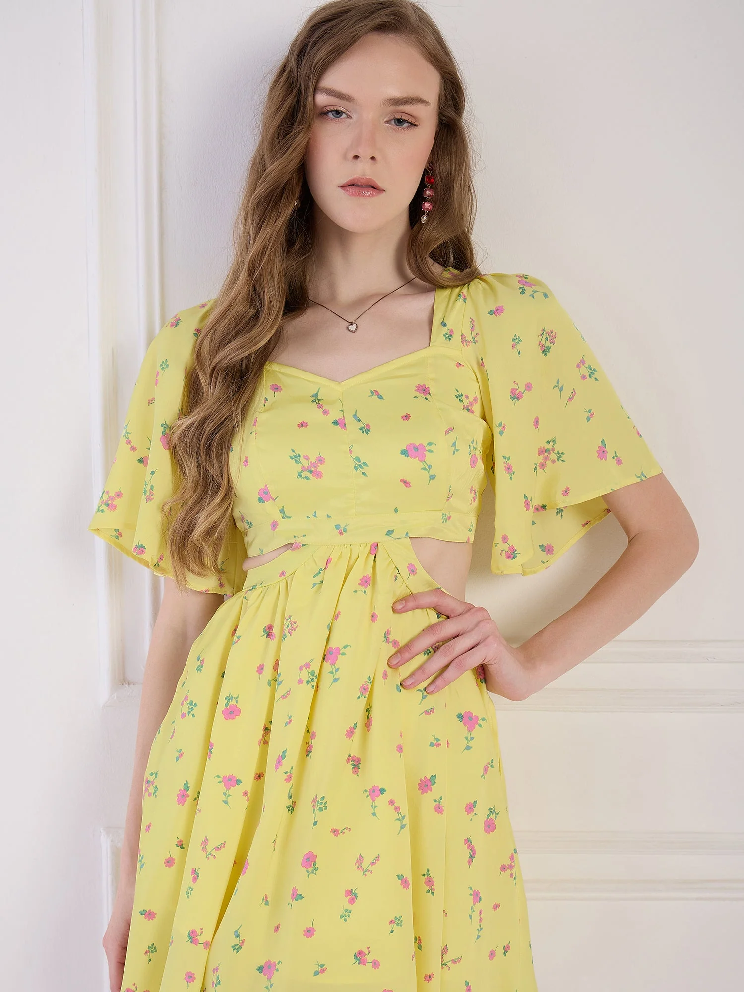 Flawless Women Yellow Mini Dress in Luxurious Satin | ALAN - Image 6