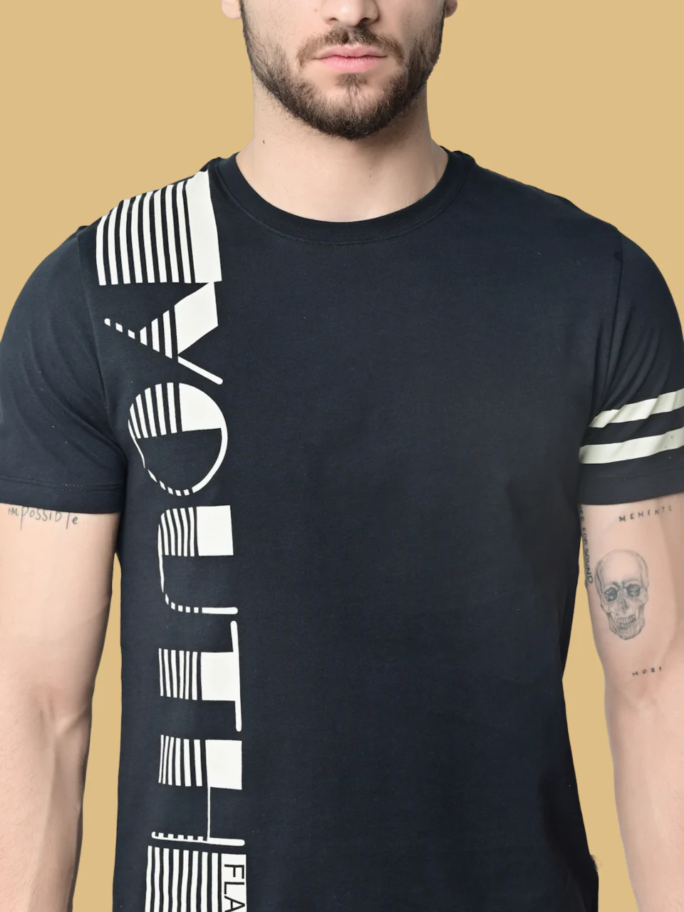 Flawless Men's Classic Black Cotton T-Shirt - Image 3