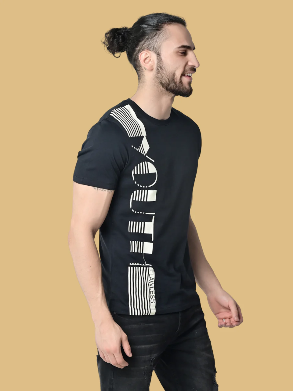 Flawless Men's Classic Black Cotton T-Shirt - Image 4