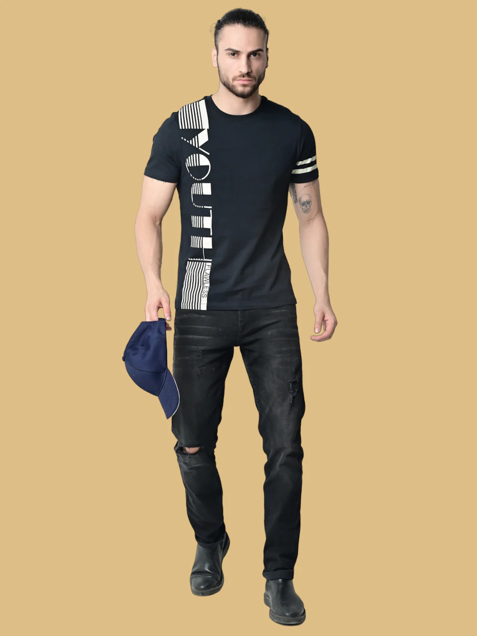 Flawless Men's Classic Black Cotton T-Shirt - Image 5